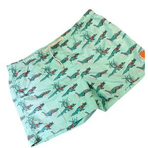 ambsn California Mens Lounge Lizard Crocodile Print Swim Trunks Mint Green L